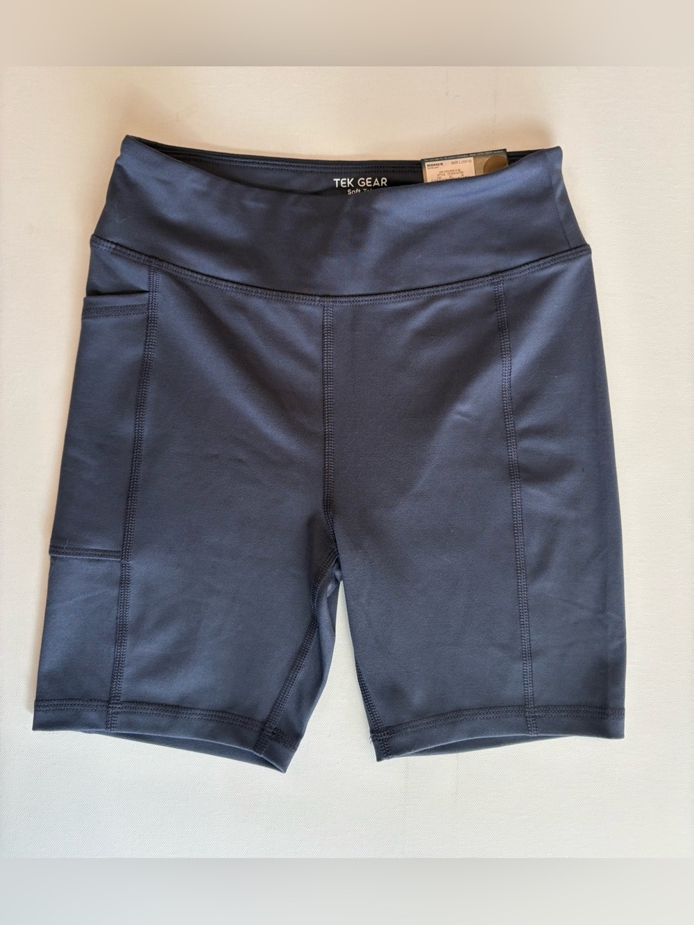 NWT Girl's Tek Gear High Rise Blue Biker Shorts Size Large (10/12)
